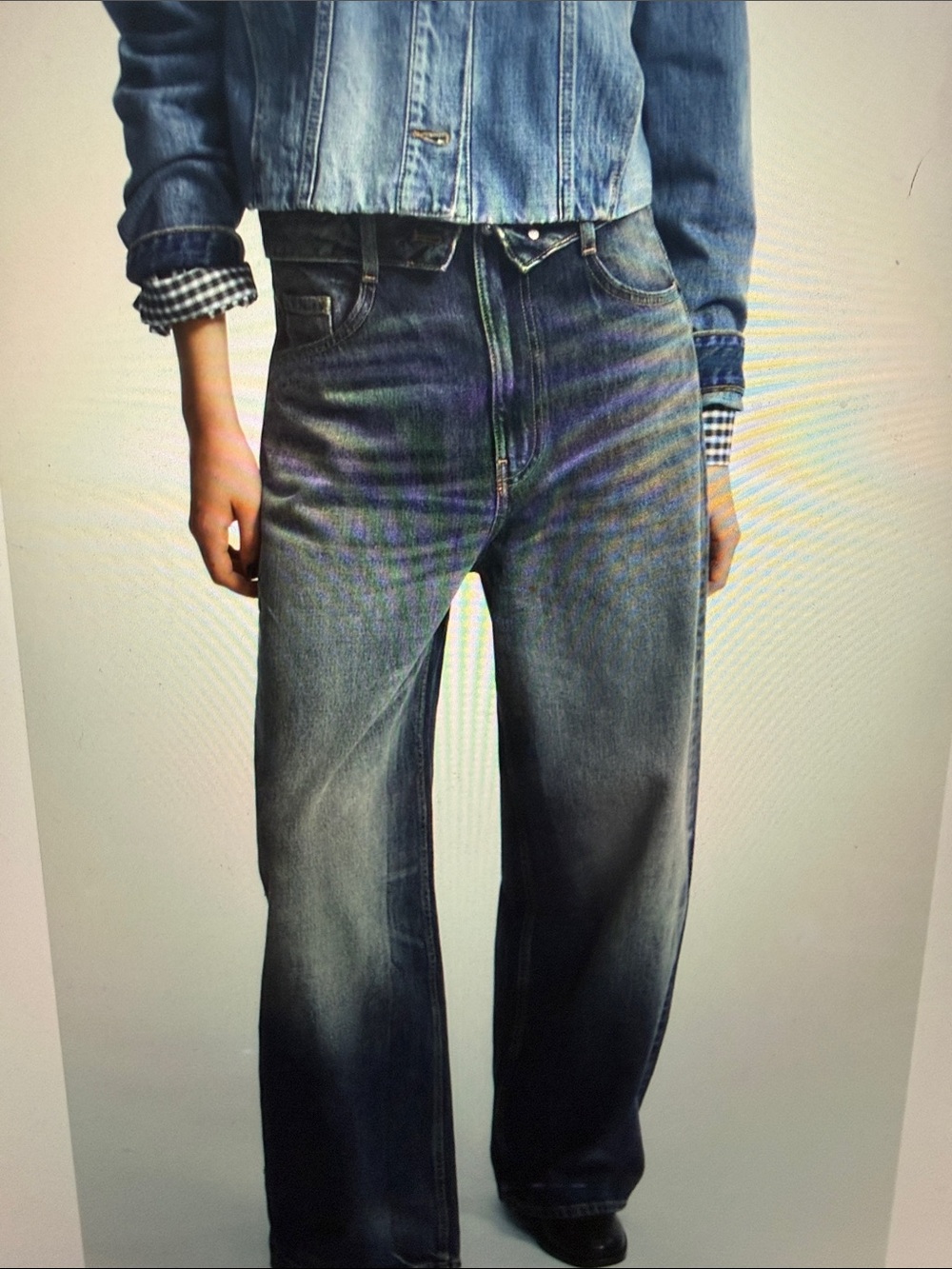 Zara TRF mid rise folded waist jeans-4 NWT